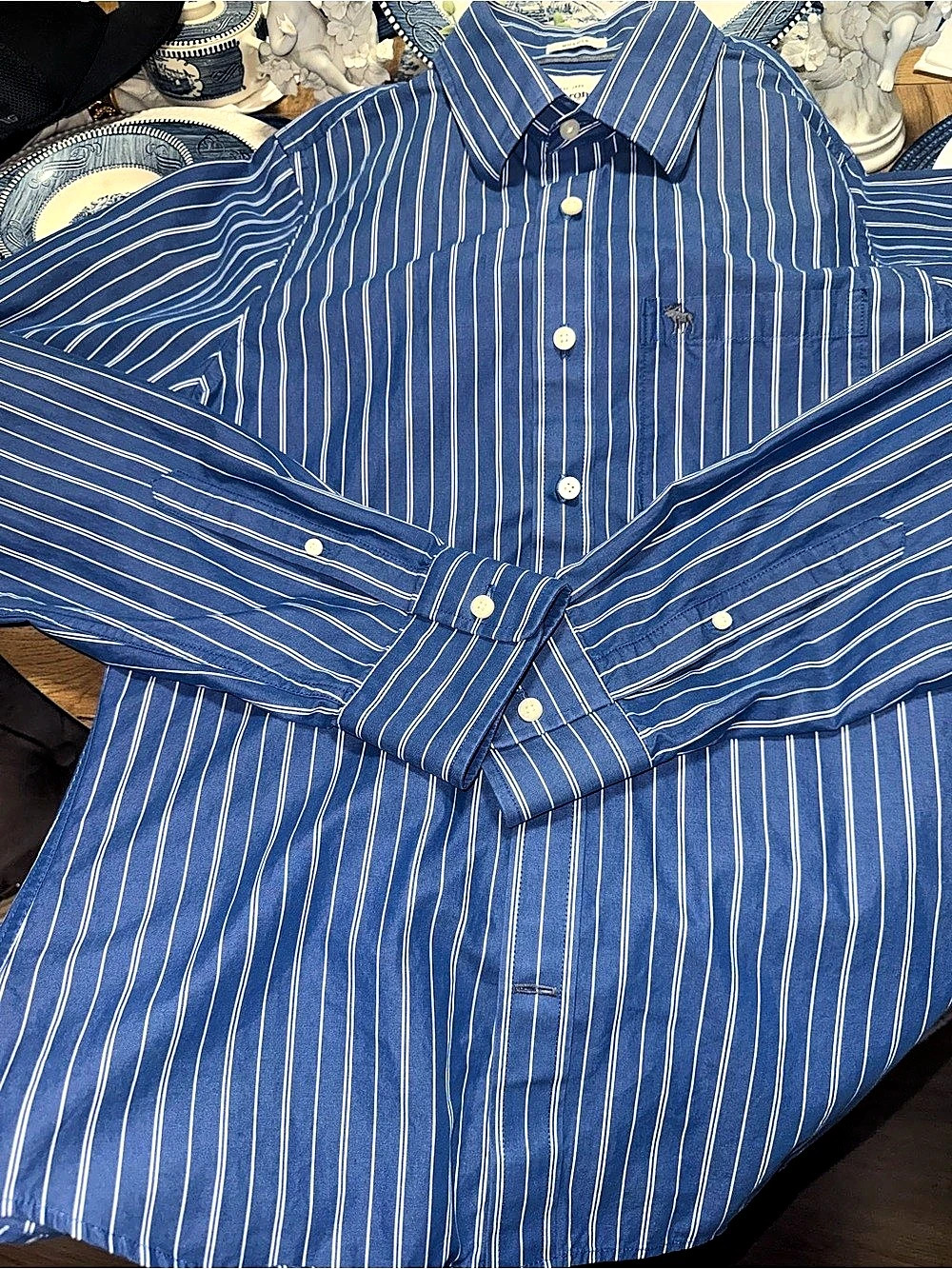 Abercrombie & Fitch Muscle Fit Striped Long-Sleeve Button-Down Shirt Men's